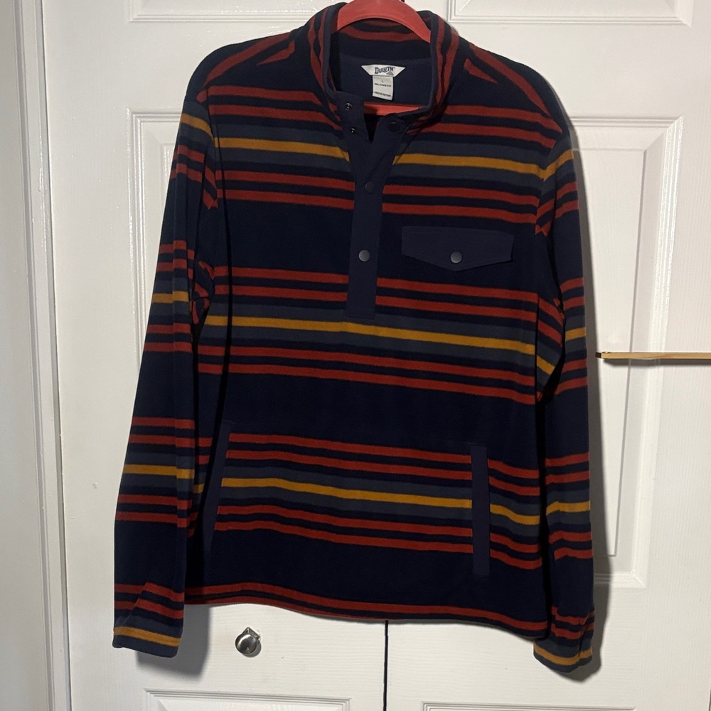 Duluth Doubleback fleece button mock pullover. Size L